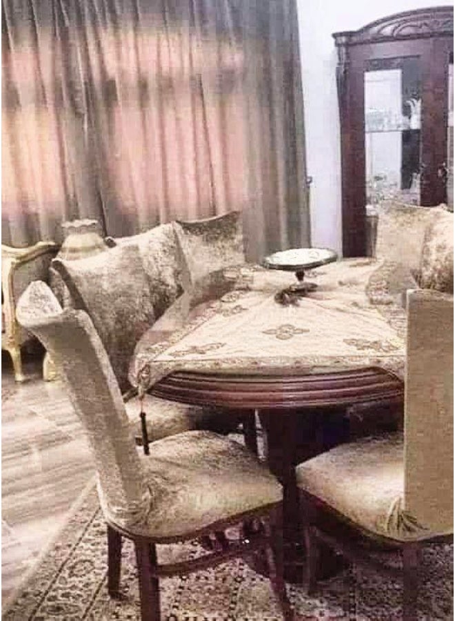 Velvet Dining Cair Cover (6 Pieces) beige